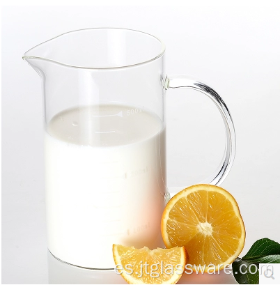 Taza de beber de medición de vidrio transparente con mango de 350 ml