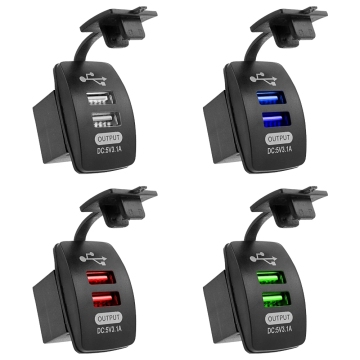 Universal Car Charger Waterproof Dual USB Ports 5V 3.1A Auto Adapter Phone Charger