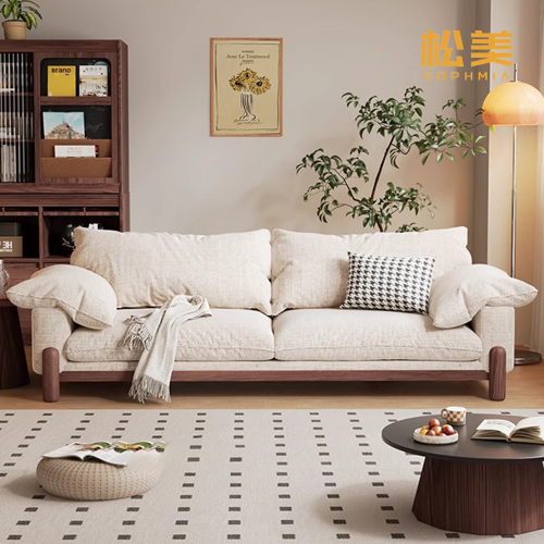 Льняной модульный диван-облако в стиле Ваби-Саби