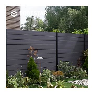 Fireproof Black WPC Wood Fence Gate with Peach Posts for Swimming Pool Composite Trellis