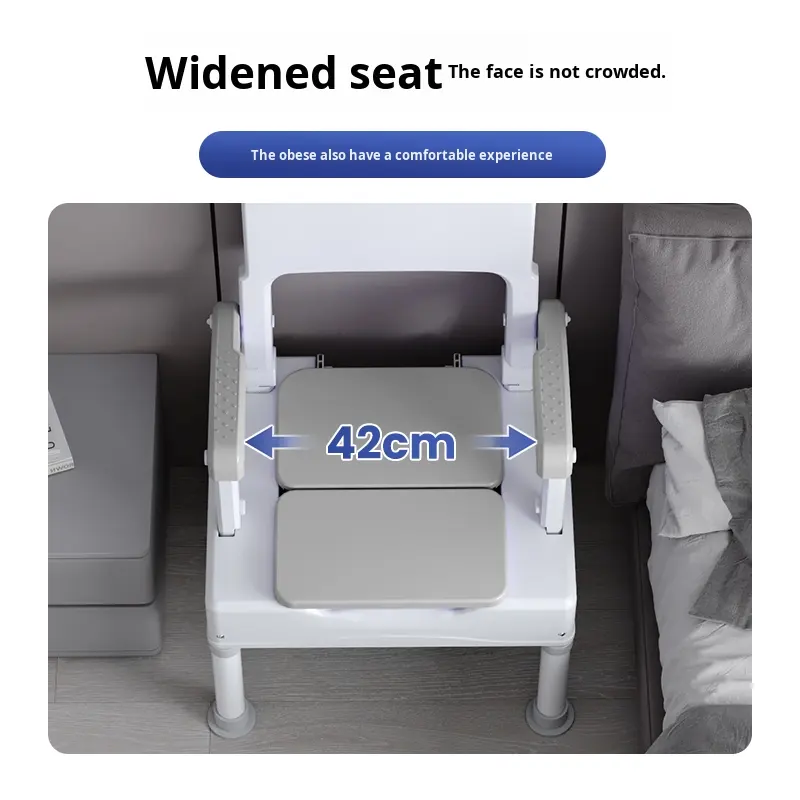 Gray Adjustable Height Arms Commode Chair No Drilling Required Installation Steadiness Safety for Bathroom Safety Equipment5