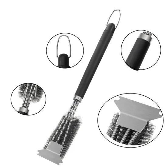 Professional Grade Stainless Steel Wire Steam Cleaner: High-Quality BBQ Grill Bristle-Free Cleaning Brush with Built-In Scraper for Effortless Maintenance