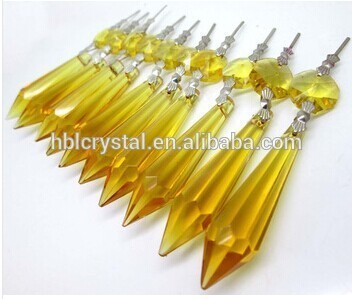 topaz color glass icicle U drop crystal chandelier parts