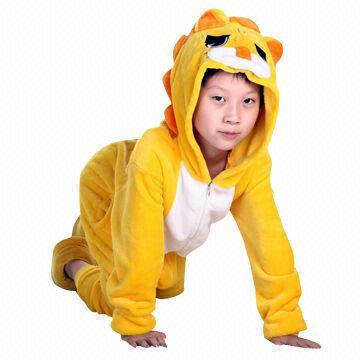 Animal fur suit, made of funnel or coral fleece, unisex lion design for children