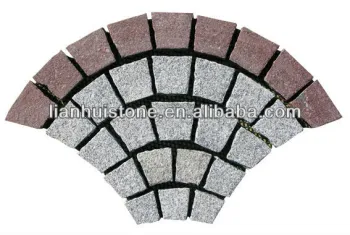 flamed Mesh backed fanshaped granite paving stone