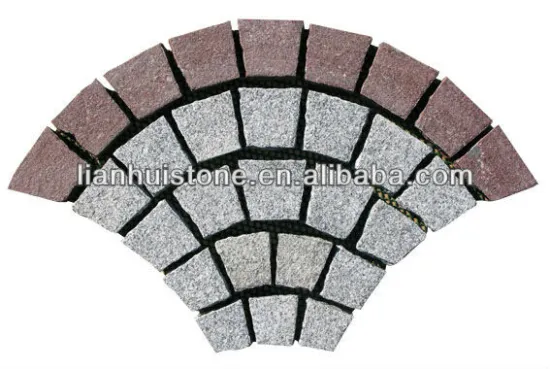 flamed Mesh backed fanshaped granite paving stone