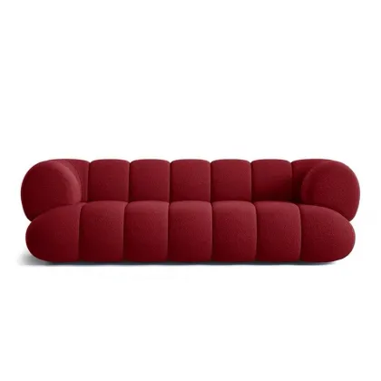 French Rochburg Minimalist Sofa with Italian Design Elements, Featuring Piano Keys Pattern and Lamb Velvet by Roche Bobois