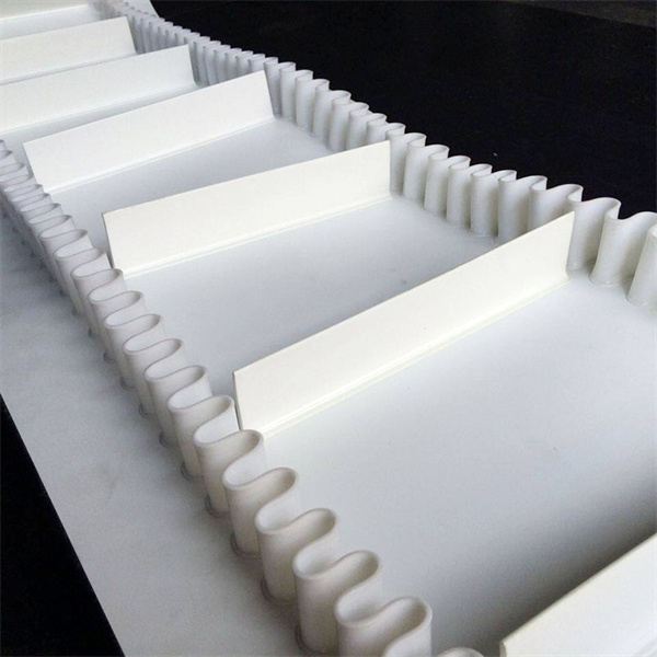 WHITE PU FOOD GRADE SIDEWALL CONVEYOR BELT WITH BAFFLE (2)