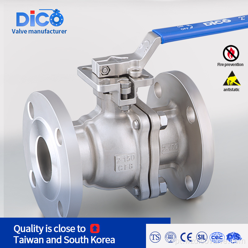 Válvula de esfera de flange de almofada de aço inoxidável ANSI ISO5211