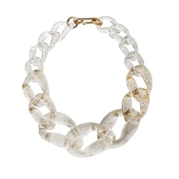 Hot Korea Transparent Golden Sequin Geometric Acrylic Thick Chain Necklace Jewelry