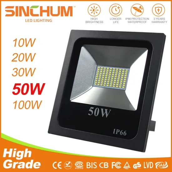 IP66 outdoor waterproof hot sale 10w 20w 30w 50w 100w SMD chip high lumen high power factor aluminum housing led flood light
