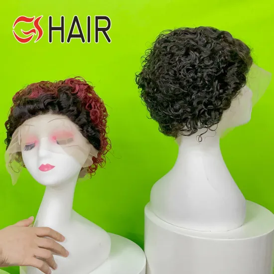 GS Hair Perruque: Virgin Human Hair Pixie Wigs with Lace Front