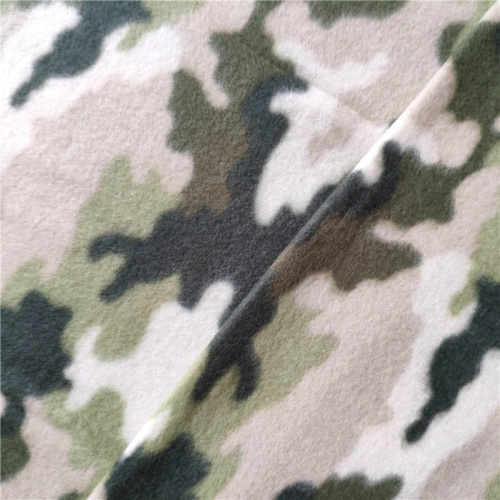 Green Camo Printed Double Side Brushed Fleece Fabric