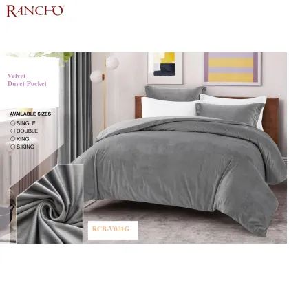 Velvet Fabric Thick Duvet Pocket Quilt Cover Set