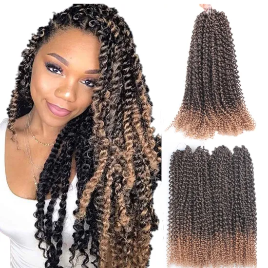 Hot Selling 18''Pure Ombre Color Passion Spring Twist Synthetic Hair Fiber Long Soft Crochet Braids Passion Twist Hair Extension