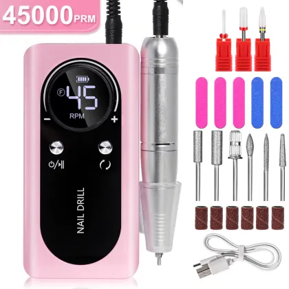 Rechargeable 45000RPM Nail Tools - Professional Electric Nail File Drill Set for Manicure