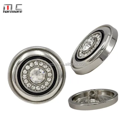Exquisite Black Alloy Buttons with Diamond Inlays for Women's Clothing
