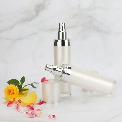Acrylic pearl white cosmetic white pump lotion bottle cream jar cream bottle