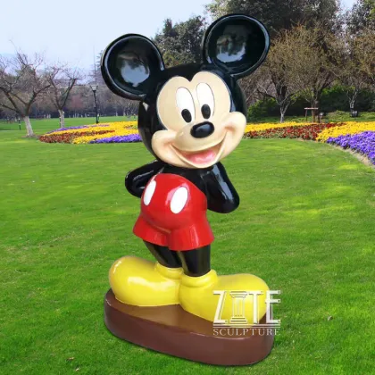Colorful Life Size Fiberglass Resin Cartoon Mickey Mouse Statue For Sale