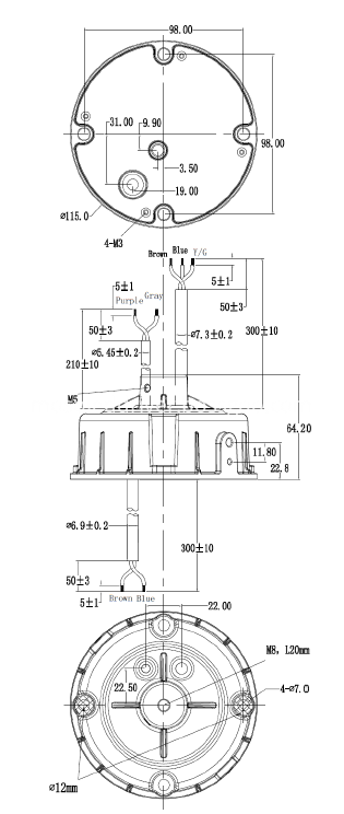 dimension of 60W round highbay driver