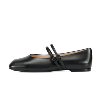 Leather Mary Jane Flat Sandals for Women
