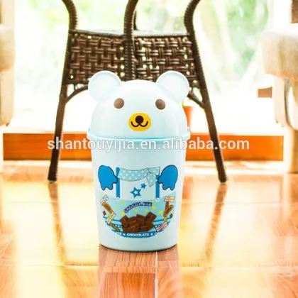 Plastic Bear Trash Bin 5.5L Plastic Trash Bin With Print
