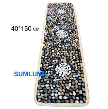 Colorful Natural Pebble Foot Massage Mat 40*150mm White dot pattern blanket Smooth Stone