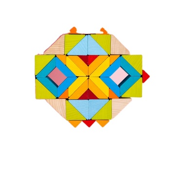 Montessori 3D Puzzle Game: Rainbow Shape Cognitive Geometric Stacking Toy & Wooden Building Blocks