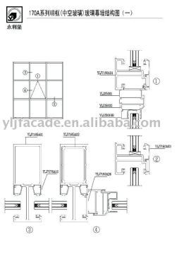 aluminum profile for visable frame curtain wall 150A,160A,170A