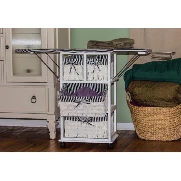 Corner Housewares Ironing Board Center with laundry hamper