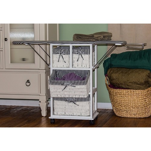 Corner Housewares Ironing Board Center with laundry hamper