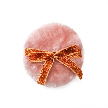 Custom Soft Velour Loose Powder Puff with Cute Bowknot