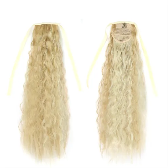 Natural Indian Virgin Cheveux Afro Kinky Curly Hair Ponytail Real Bandage Clips Ponytails Synthetic Hair Extensions Wrap Around