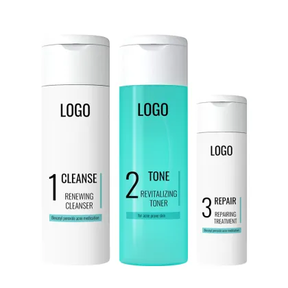 Vegan Anti-Acne Facial Care Set: Oil Control Cleanser, Moisturizer, and Toner