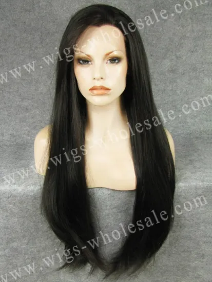 Drag Queen Wigs Straight Black Resistant Lace Front Wig Synthetic