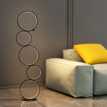 Creative LED Five Circles Rings Floor Lamp - Wholesale Home Decor for Living Room, Hotel, Bedroom, Office