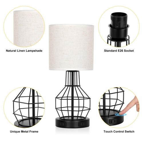 Modern Bedside Nightstand Lamps with 2 AC Ports