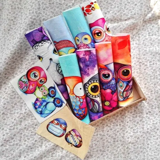 Owl fabric digital printed cloth 20 *20cm/15*20cm thick cotton and linen handmade diy patchwork quilting decora patchwork