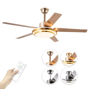 52-Inch Gold Ceiling Fan with Remote Control - American Style LED Ceiling Fan