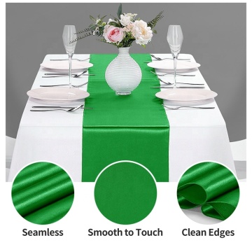 China Outlet Colorful Luxury Polyester Silky Soft Table Runner Set for Christmas Decoration