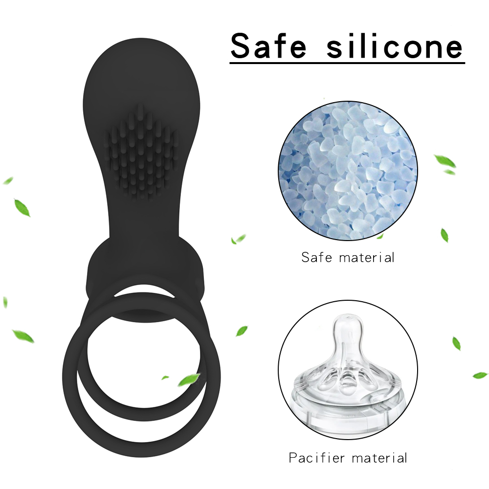 Triple Ring Vibrating Cock Ring With Stimulating Brush Head