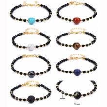 Bracelets de perles de cristal à facettes 4 mm avec chakras moyen chakras de 10 mm de cicatrisation de yoga relaxant anxiété bracelet pour hommes pour femmes