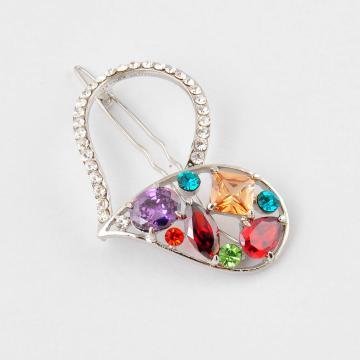multi-color single hair pin with zircon and swarovski crystal