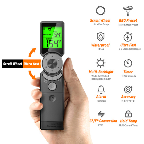 Smart Instant Digital Meat Thermometer With Three-color Backlight
