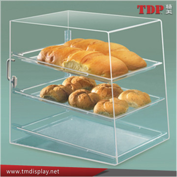 clear acrylic bread display showcase with door