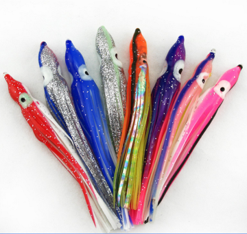 Soft Squid Jig Trolling Skirt Lure 5-15cm 5pcs Luminous Artificial Octopus Fishing Lure
