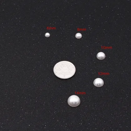 300pcs 4/6/8/10/12/14mm White Half Pearl Beads DIY Imitation Garment Beads Pearl ABS Half Round Beads Craft Scrapbook Beads