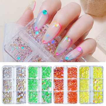 Wholesale Variety Pack: SS6-SS20 Flatback Round Mermaid's Tear Glass Rhinestones for Nail Art Decoration