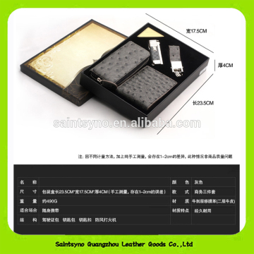 Business customized logo full grain leather gift set 15028