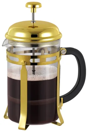 Golden chrome plated coffee pot, chambord style coffee press